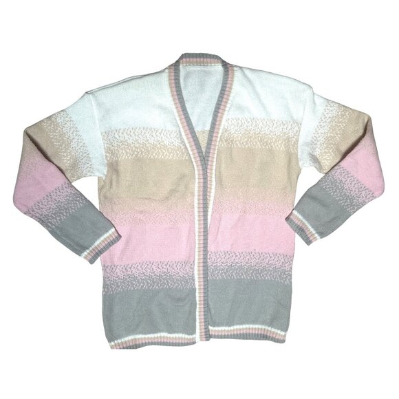 CCC Brown Tan Classy City Chicks Size Large Open Knit Cardigan Cozy Streetwear - Picture 10 of 10